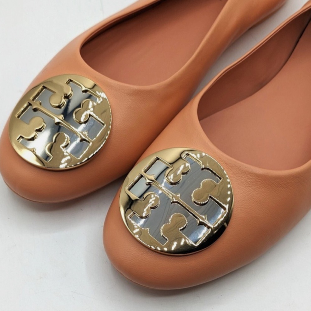 Tory Burch Claire Ballet Women's Flat Leather Shoes (Sweet Tooth / Gold) Size 6.